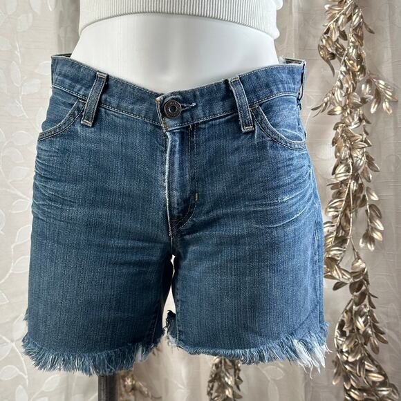 GAP long & lean women's denim shorts 8L mid rise frayed hem‎ summer cutoffs - Picture 3 of 14